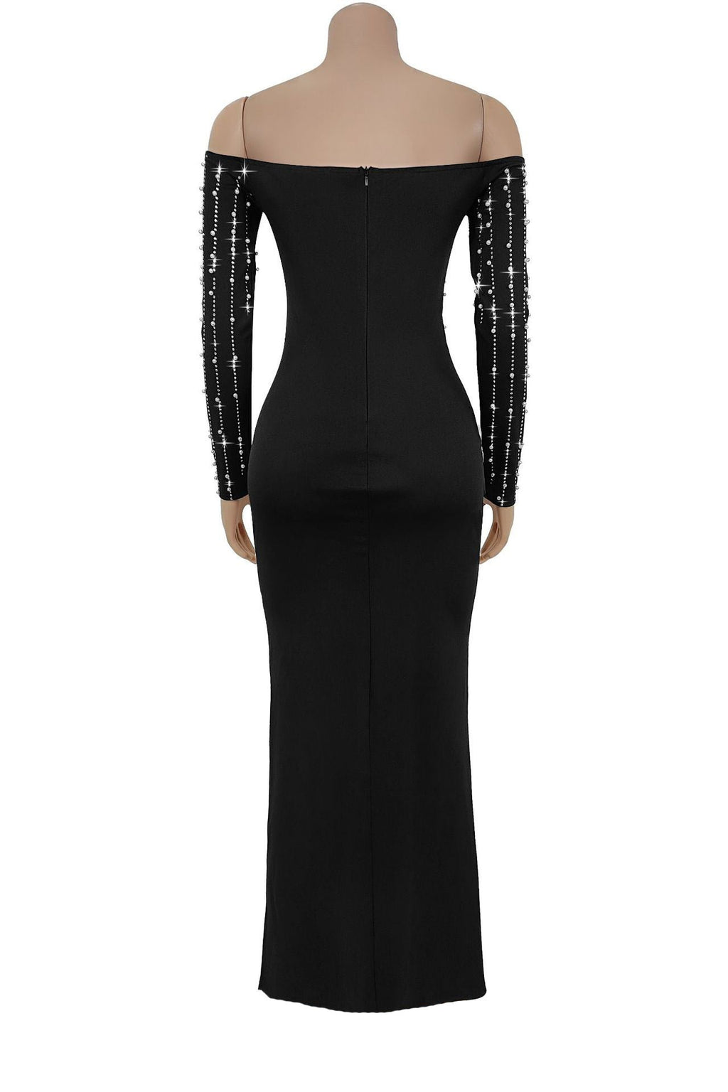 Elegant Long-Sleeve Strapless Rhinestone Dress Lavish Daily