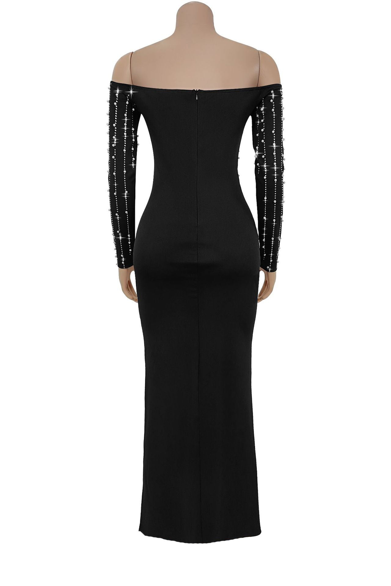 Elegant Long-Sleeve Strapless Rhinestone Dress Lavish Daily
