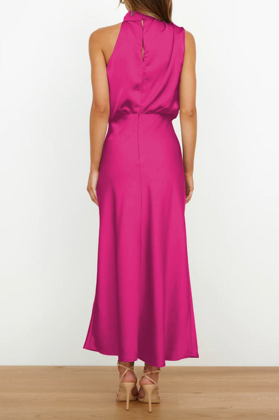 Satin Mock-Neck Slip Dress Lavish Daily