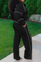 Half-Zip Sweatshirt & Wide Leg Pants Set Lavish Daily
