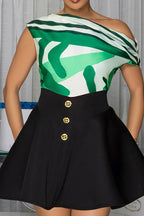 Off Shoulder Printed Mini Dress Lavish Daily