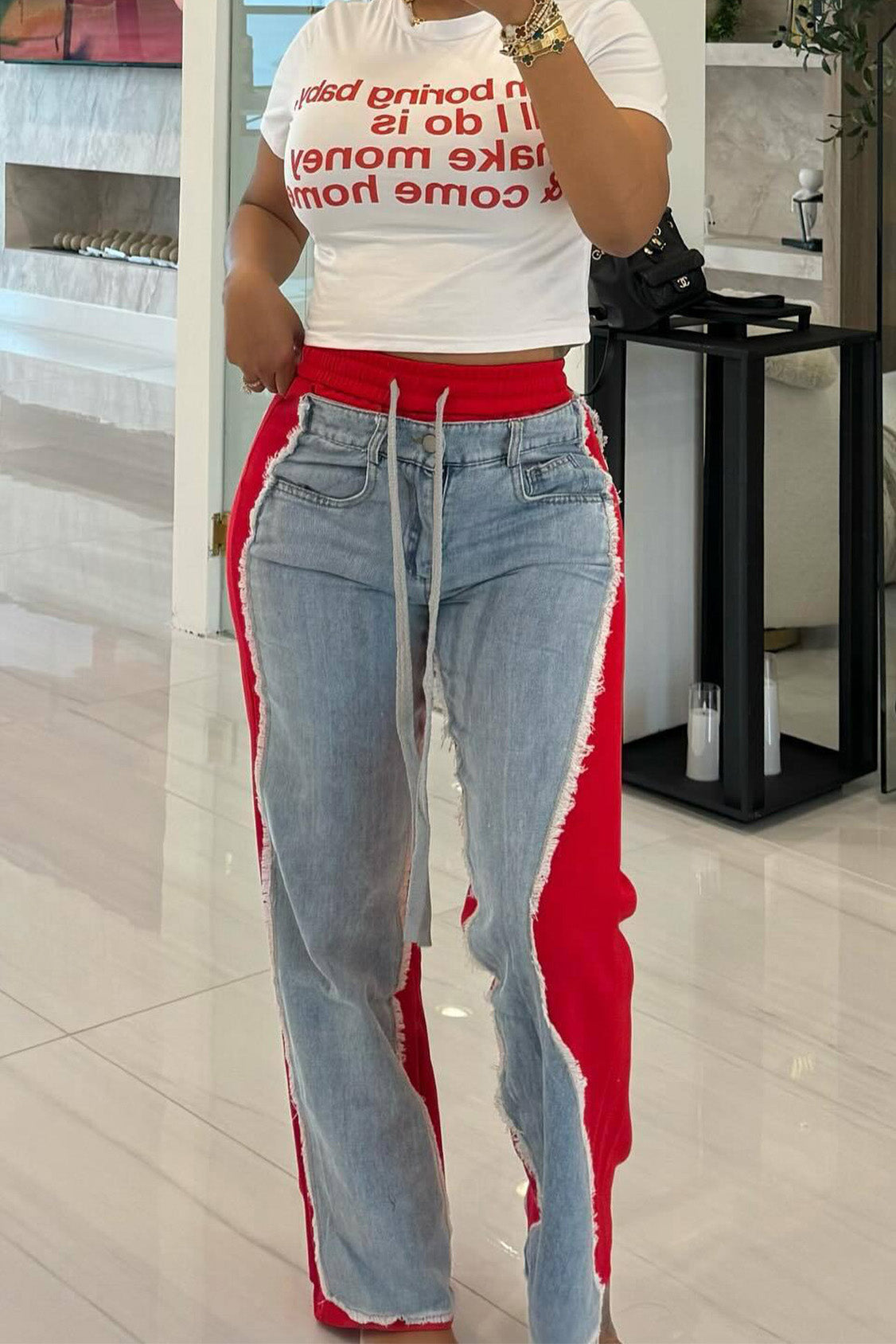 Patchwork Denim Jeans Lavish Daily