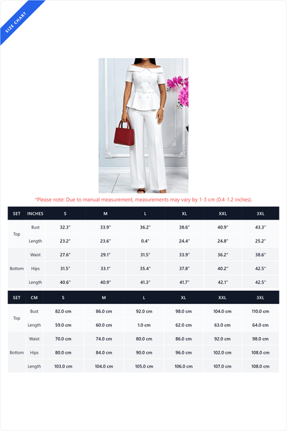 Off-Shoulder Peplum Pant Set Lavish Daily