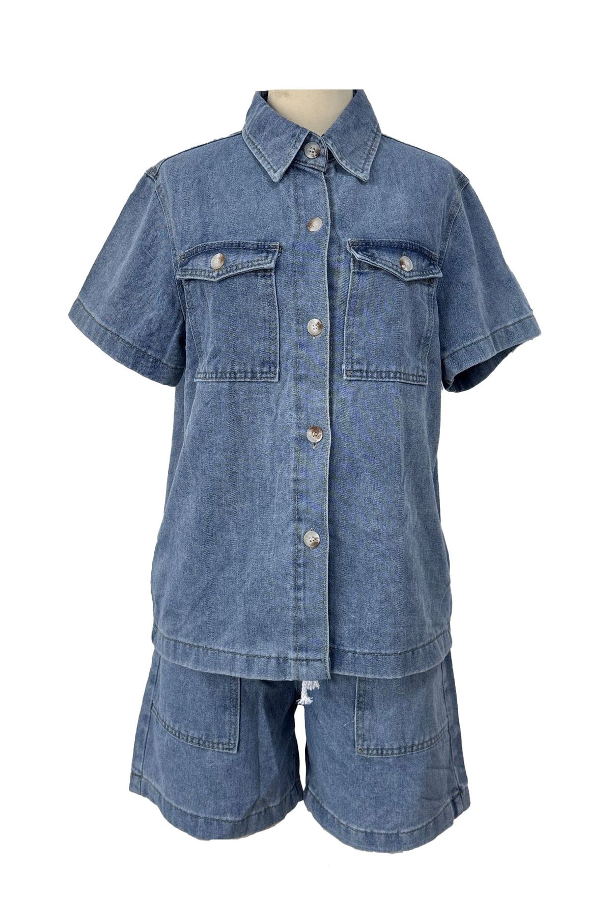Vintage Elastic Waist Loose Denim Set Lavish Daily