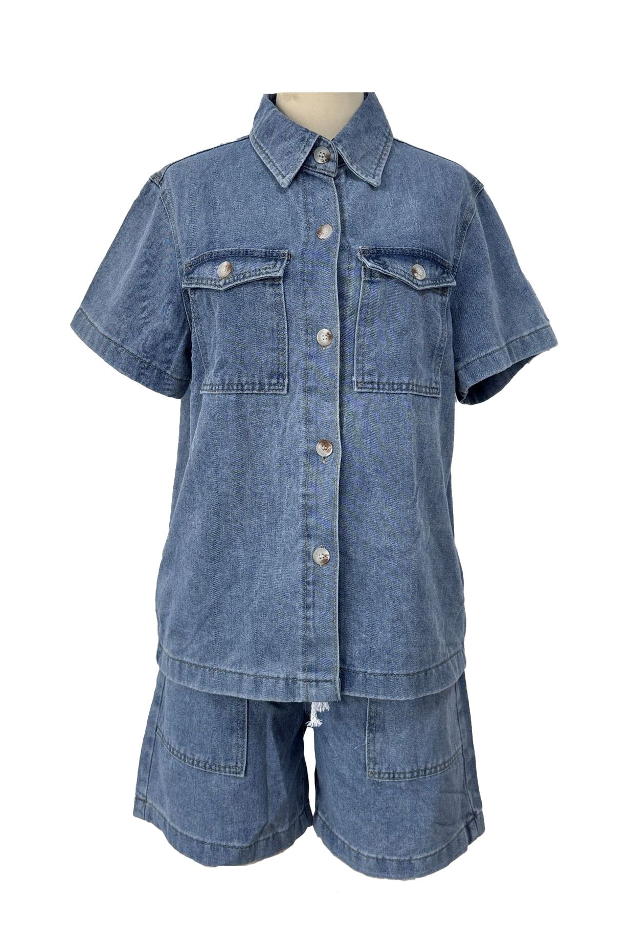 Vintage Elastic Waist Loose Denim Set Lavish Daily