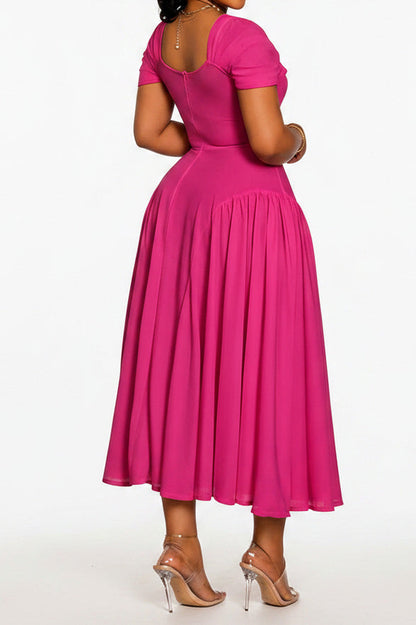 Plus Size Sweetheart Draped Midi Dress Lavish Daily