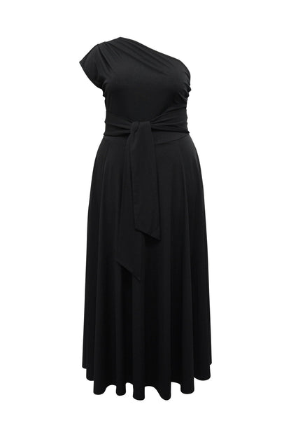 Elegant One-Shoulder A-Line Midi Dress Lavish Daily