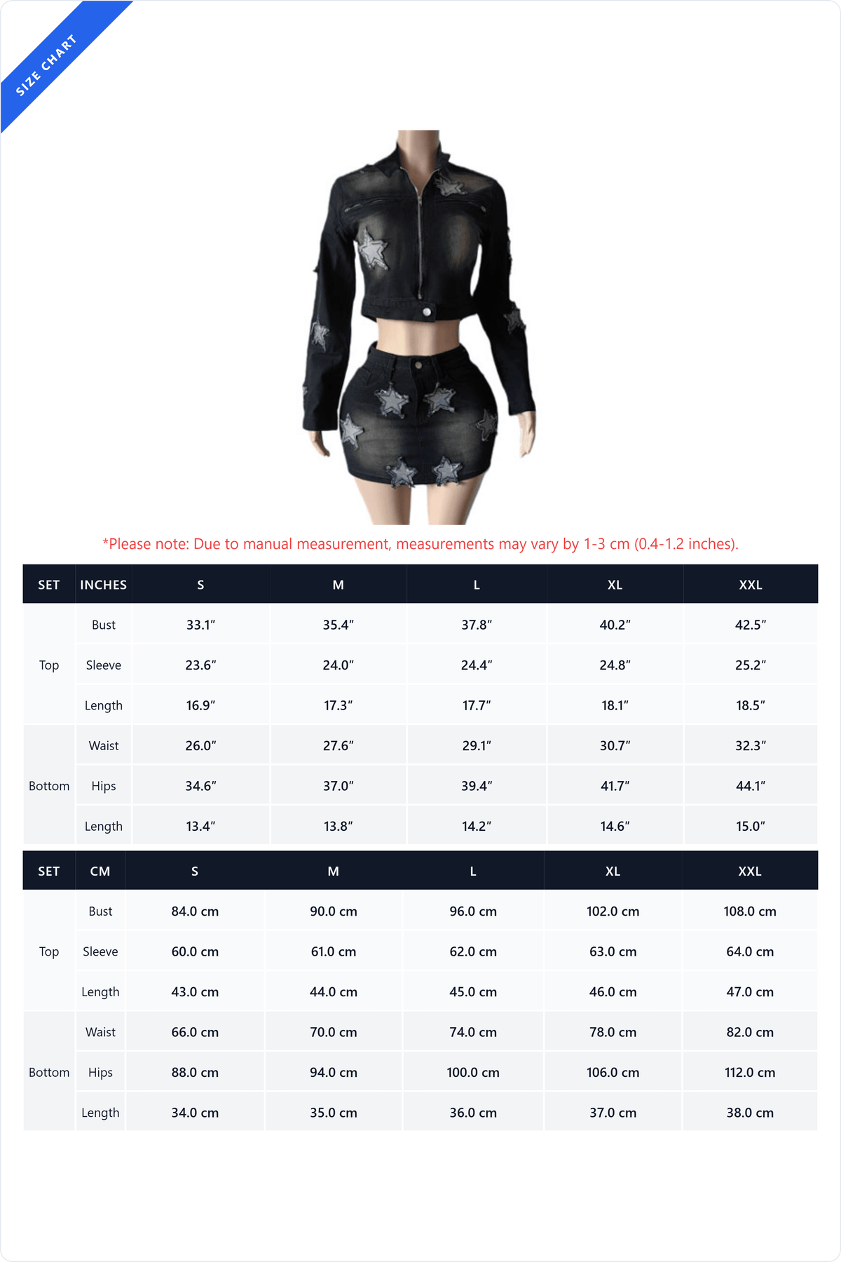 Star Patch Denim Skirt Set Lavish Daily