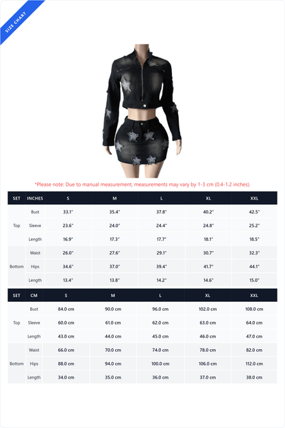 Star Patch Denim Skirt Set Lavish Daily