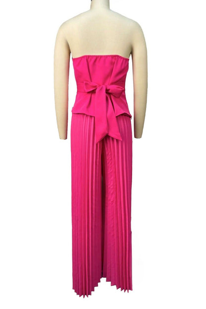 Strapless Rhinestone Top & Pleated Pants Set Lavish Daily