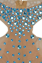 Sheer Mesh Rhinestone Slim Fit Dress LavishDaily