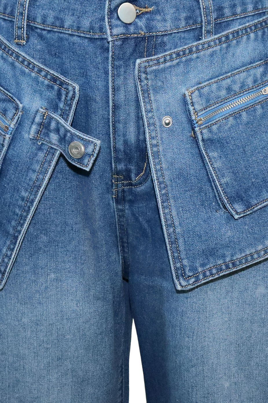 Deconstructed Wide Leg Denim Pants Lavish Daily