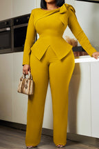 Solid Color Long Sleeve Top & Pants Set Lavish Daily