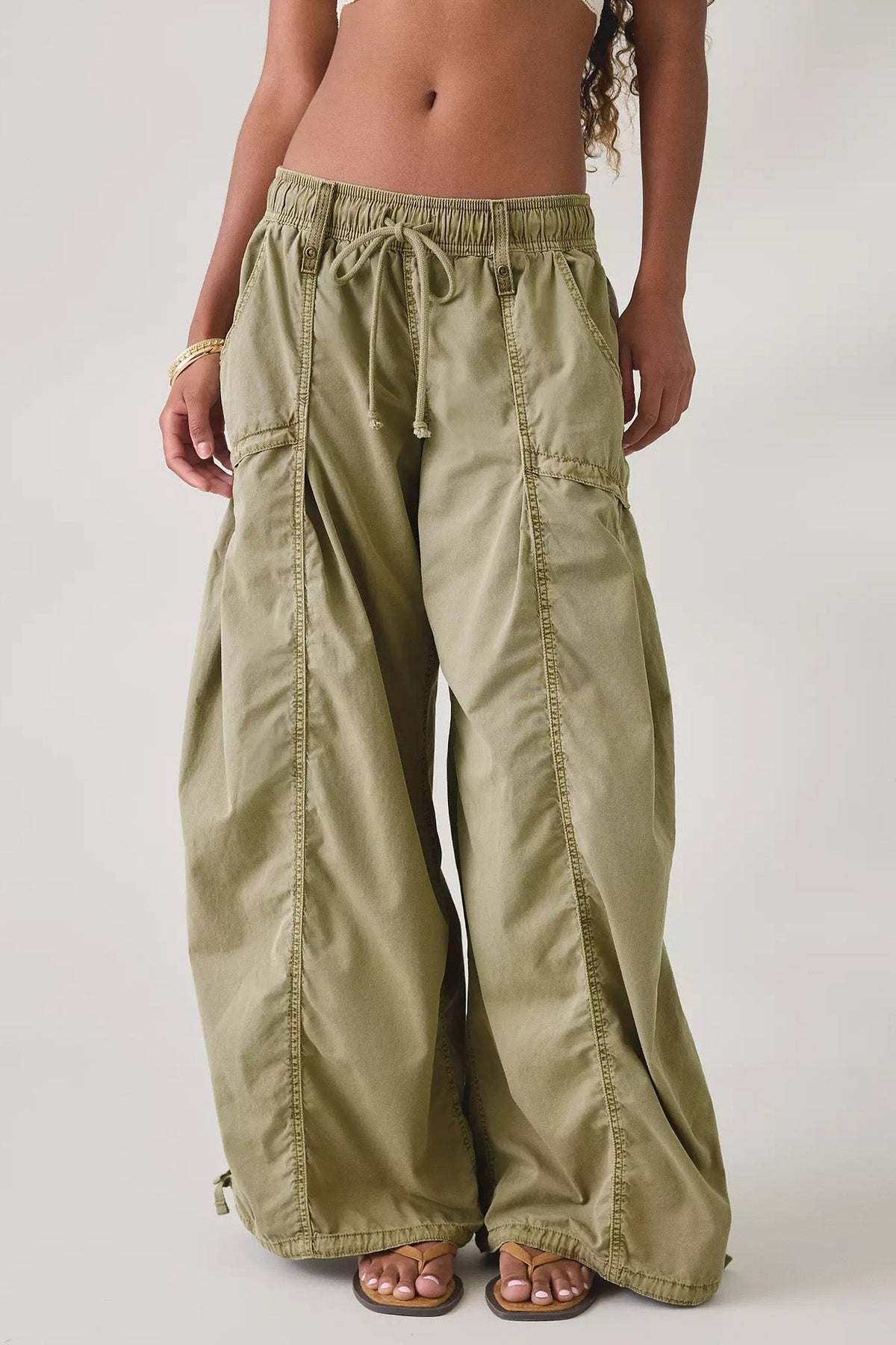 Wide Leg Drawstring Parachute Pant Lavish Daily