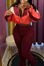 Colorblock Zip Top & Pants Set Lavish Daily