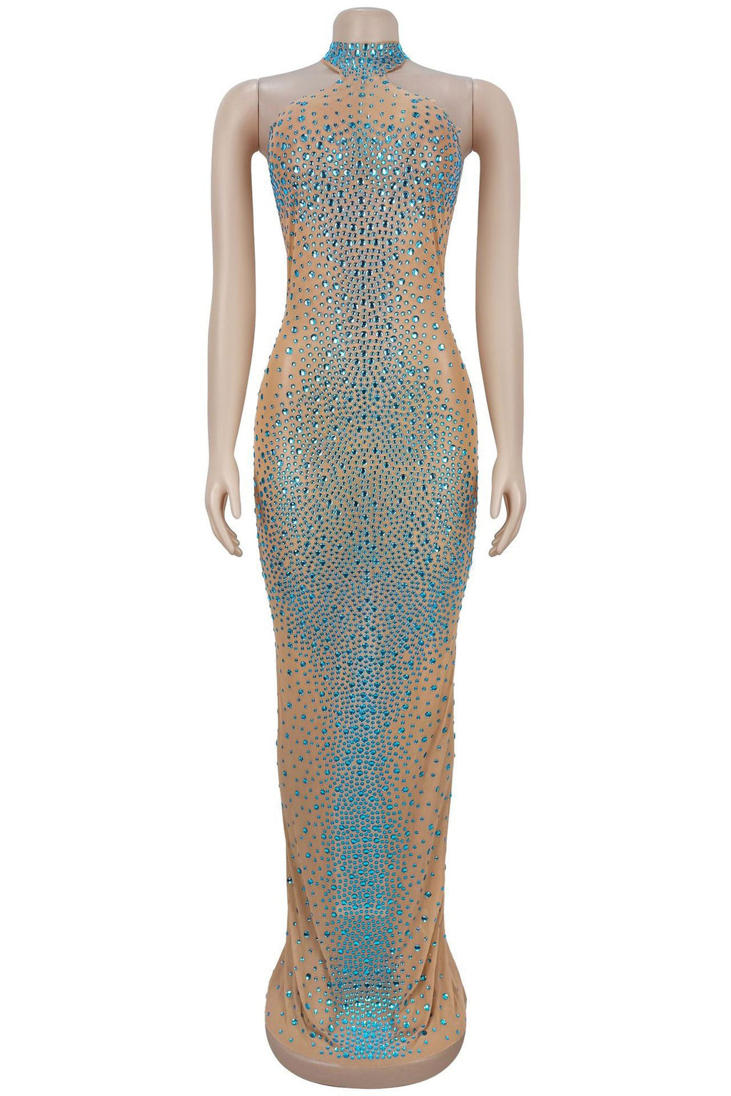 Sheer Mesh Rhinestone Slim Fit Dress LavishDaily