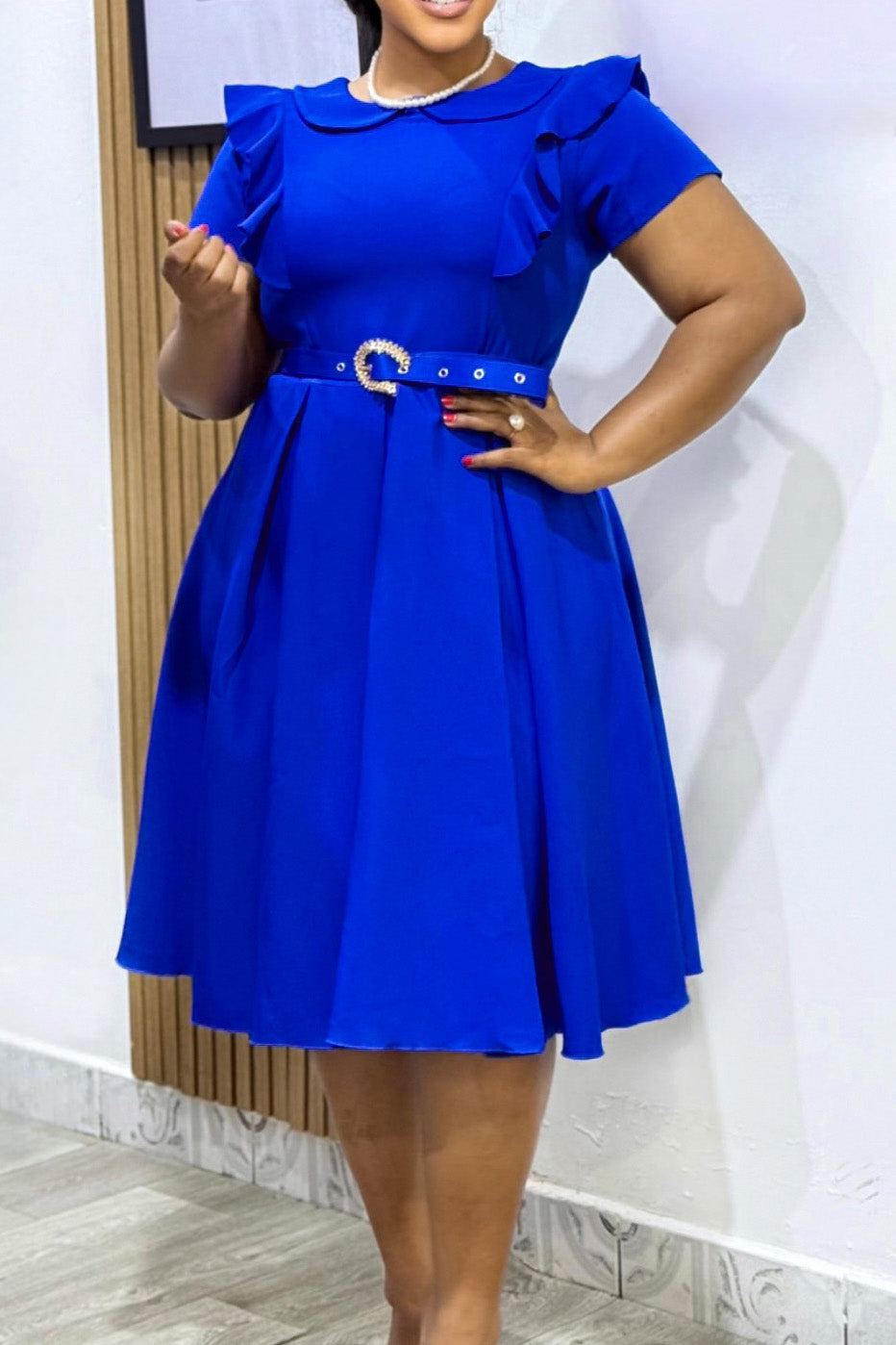 Solid Color Puff Sleeve Babydoll Flare Dress Lavish Daily