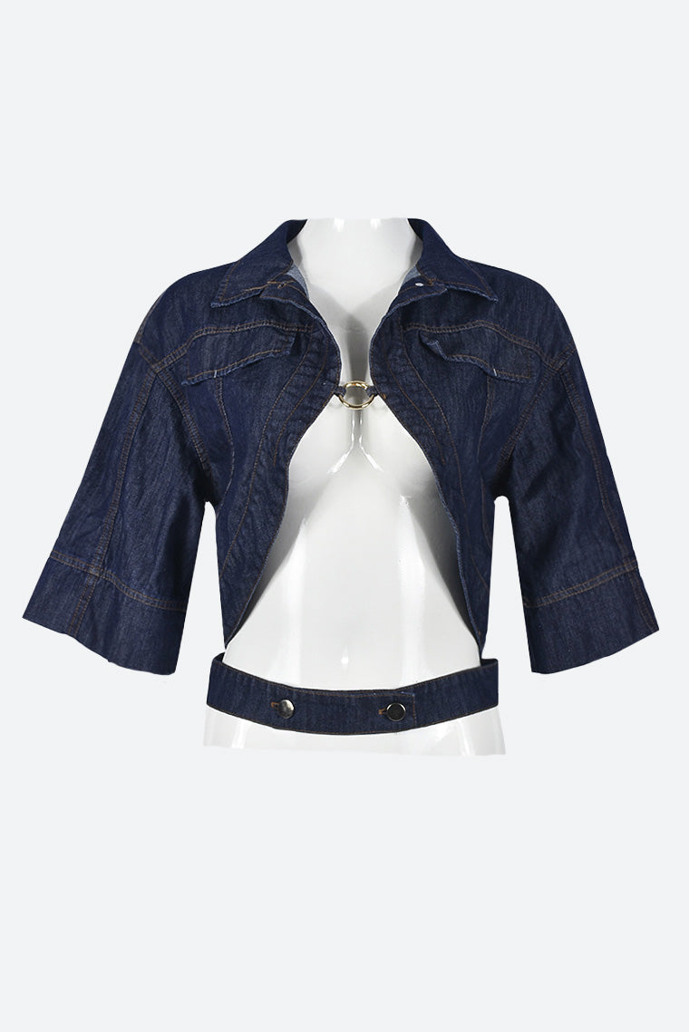 Cropped Denim Shirt Lavish Daily
