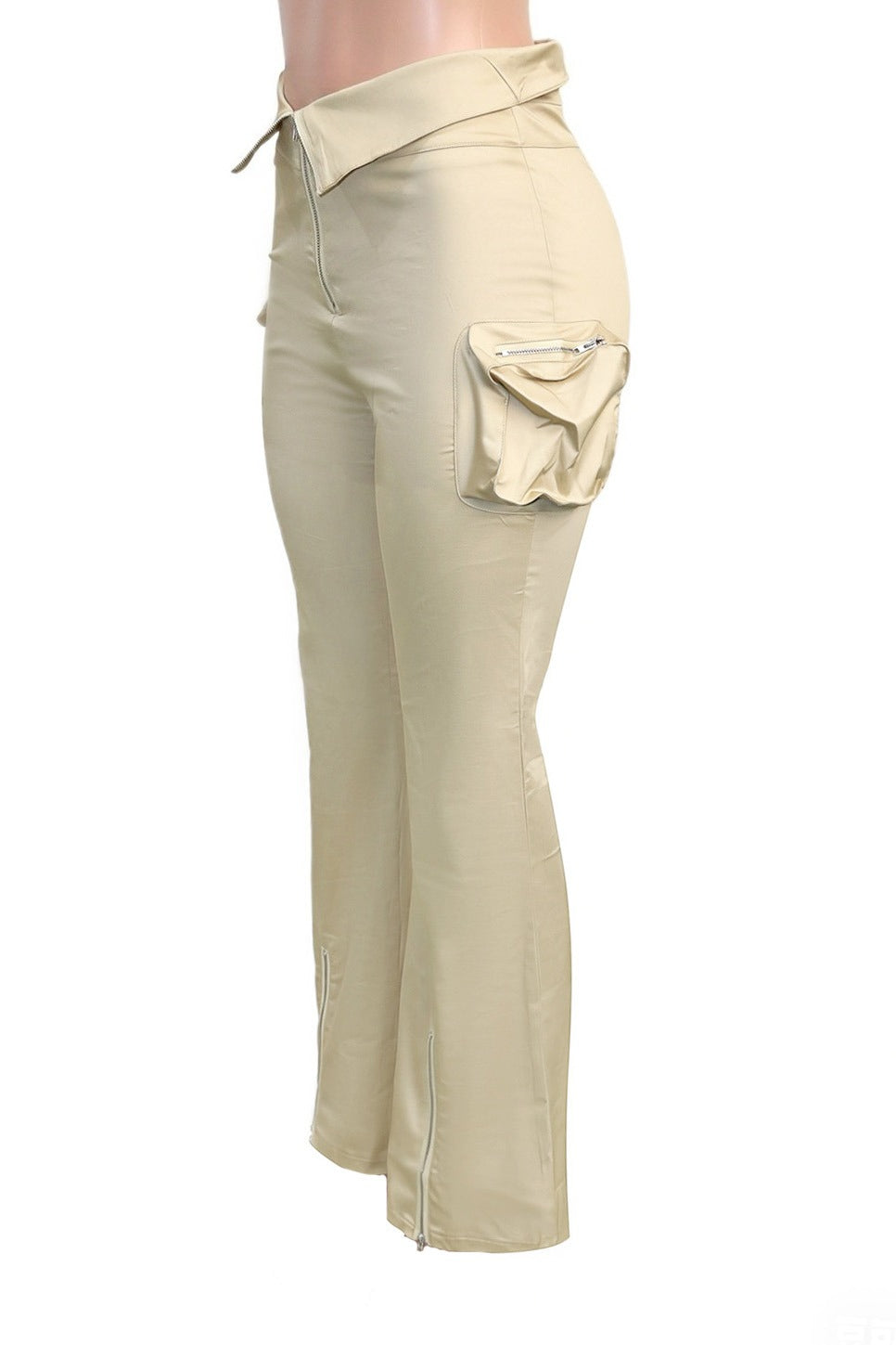 Zip Cargo Flared Pants LavishDaily