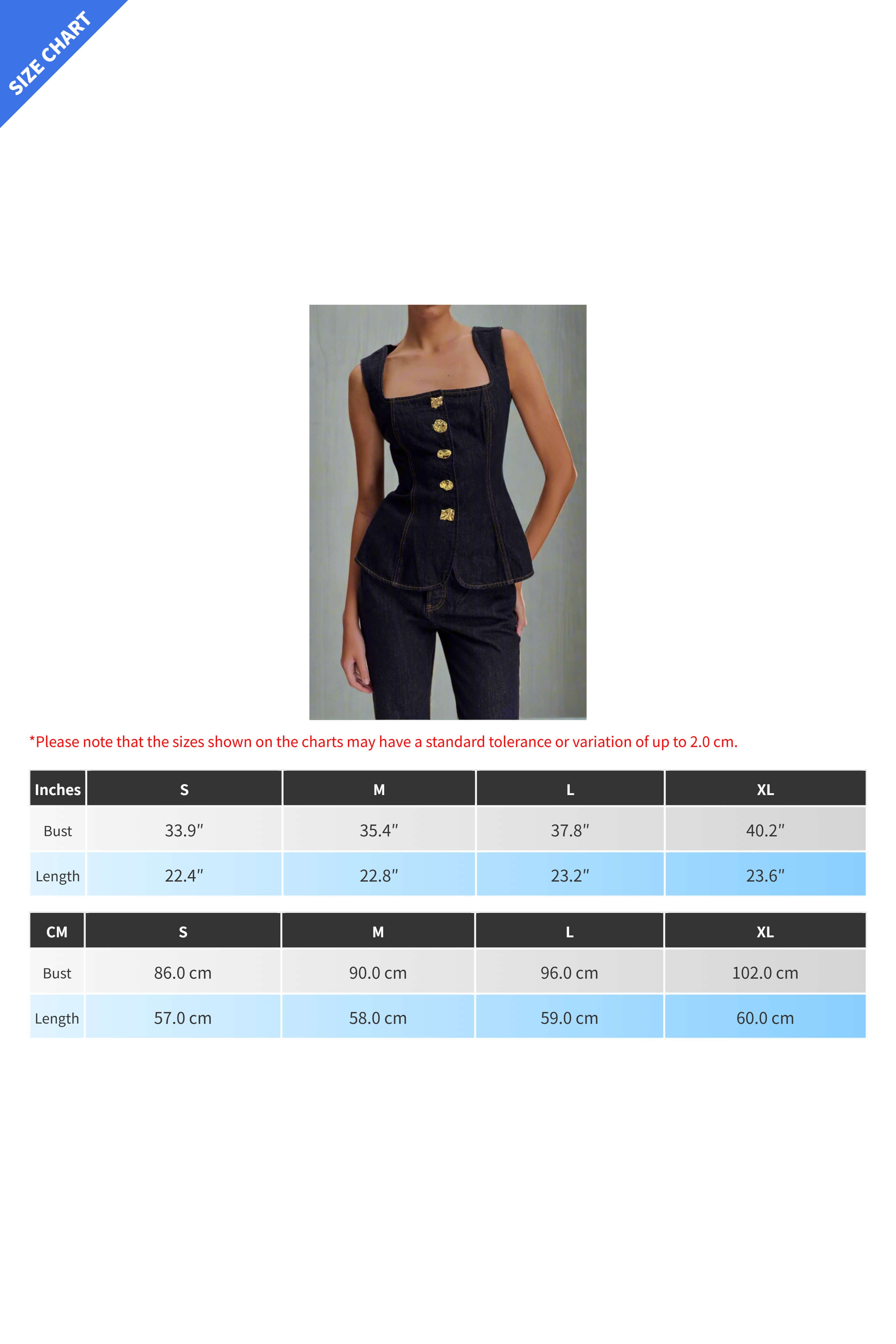 Square Neck Denim Vest Lavish Daily