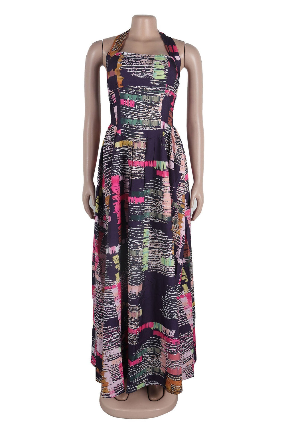 Printed Halter Neck Loose Dress Lavish Daily