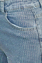 Rhinestone Straight-Leg Denim Jeans Lavish Daily