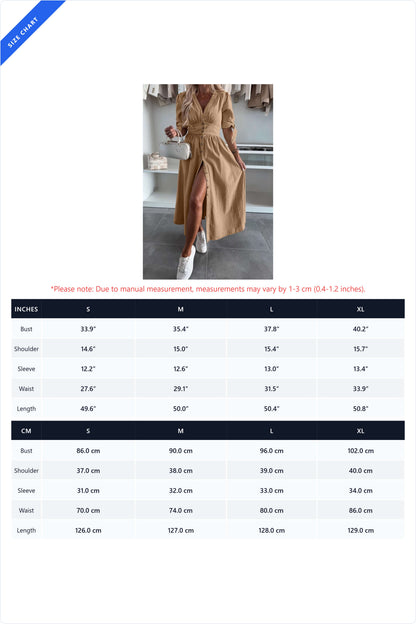V-Neck Button-Front A-Line Denim Midi Dress Lavish Daily