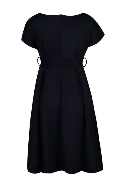 Solid Color Belted Bow Tie Waist Dress Lavish Daily