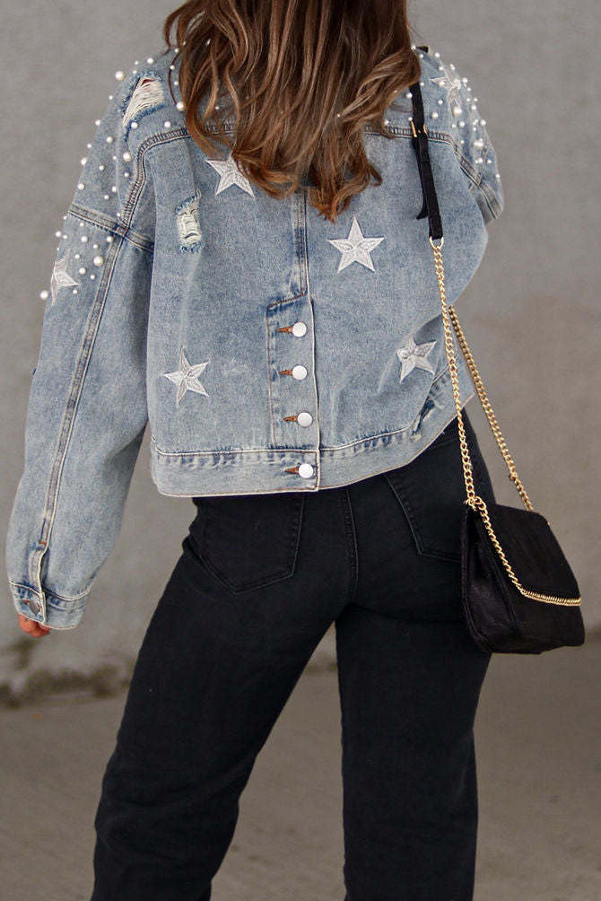 Diamond Denim Rhinestone Jacket Lavish Daily