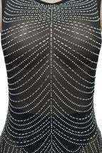 Sheer Rhinestone High Slit Gown Lavish Daily