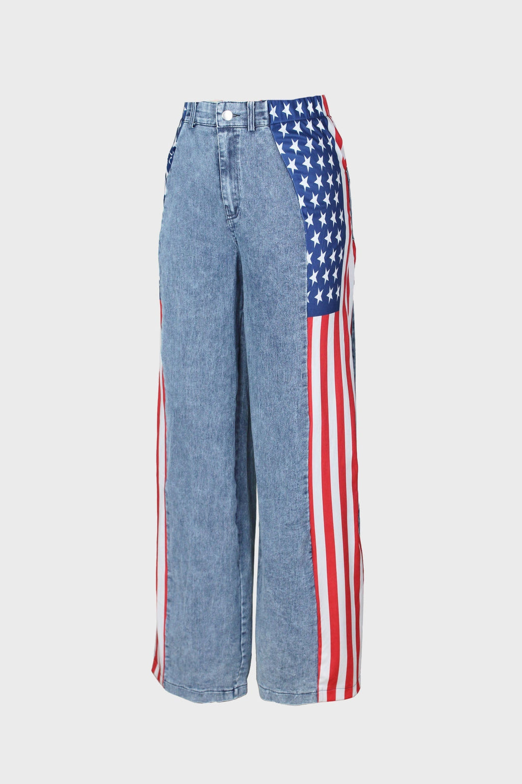 American Flag Print Light Wash Jeans Lavish Daily