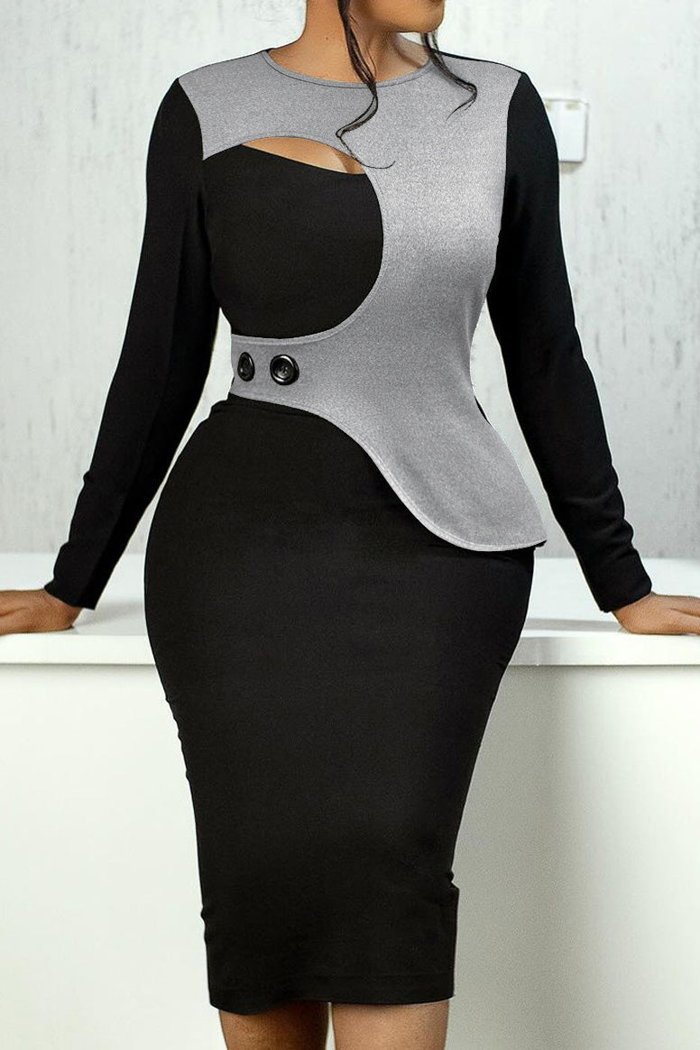 Color-Block Bodycon Dress - High Slit & Stretch Lavish Daily