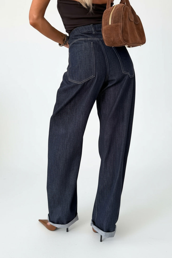 High-Waisted Wide-Leg Washed Jeans Lavish Daily