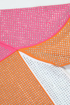 Colorblock Rhinestone V-Neck Dress Lavish Daily