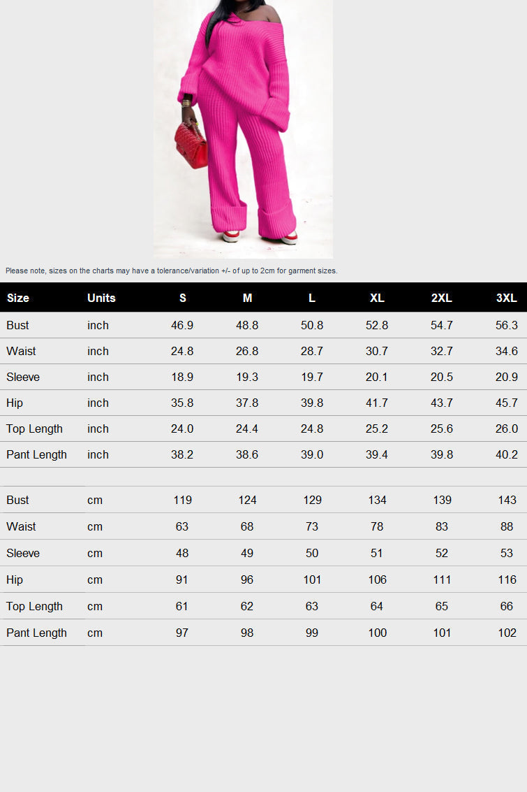 Solid Loose Knitted Two Piece Set Lavish Daily