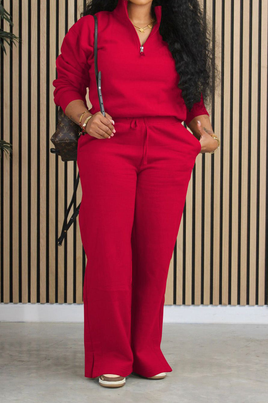 Fleece Lined Loose Fit Two-Piece Tracksuit LavishDaily