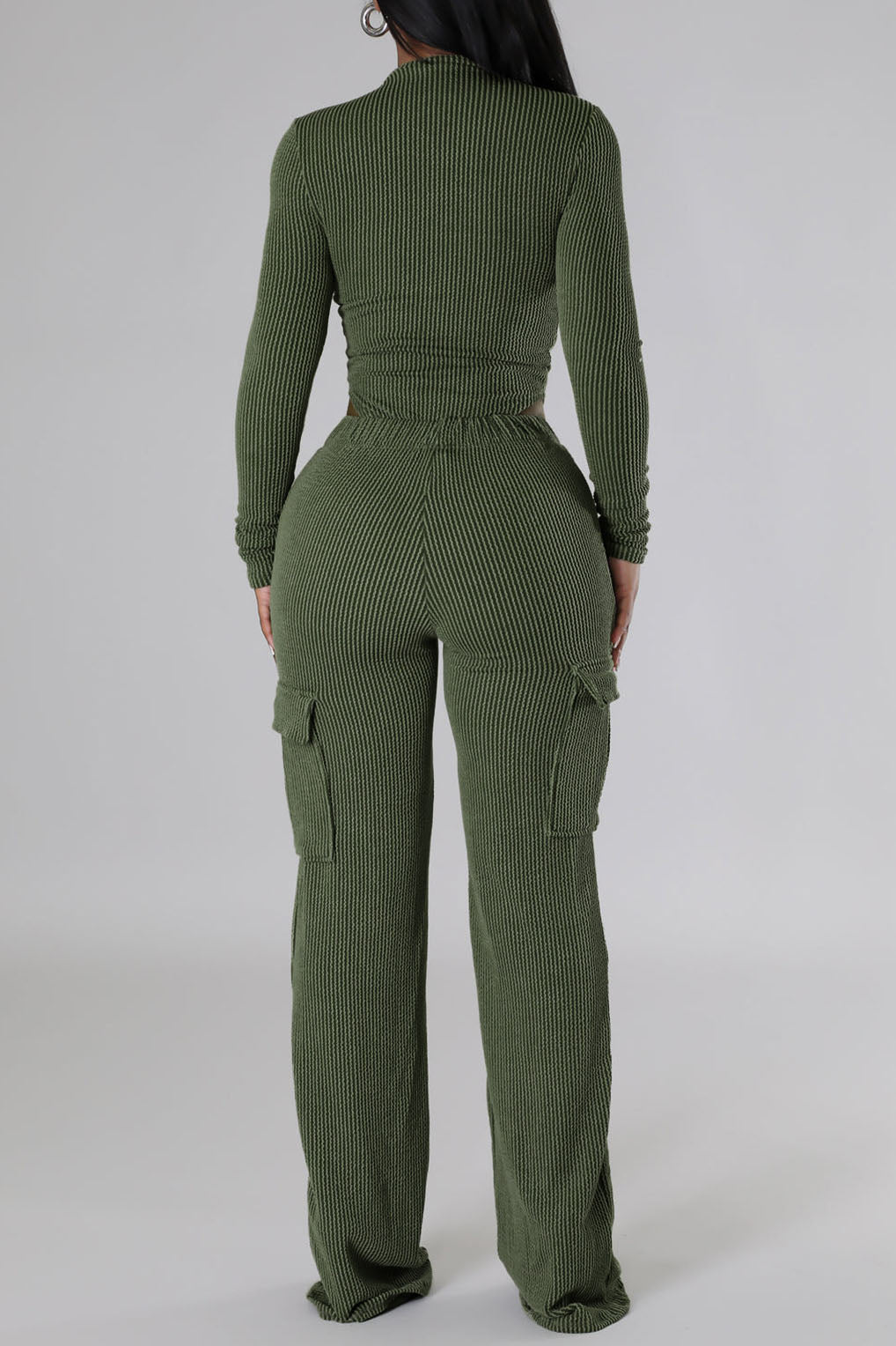 Zip-Front Bodysuit & Cargo Pants Set Lavish Daily