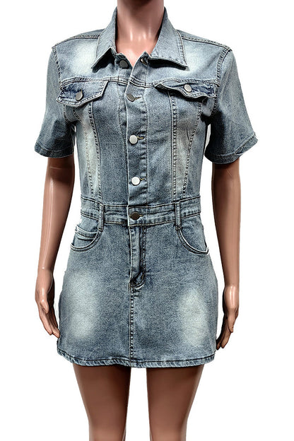 Short Dress Stretchy Ladies Denim Summer Dress Lavish Daily