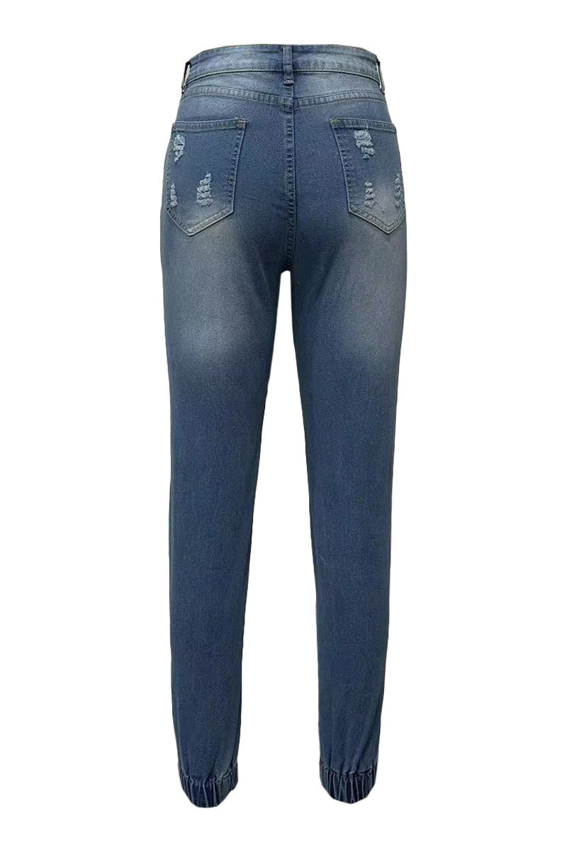 Letter Print Ripped Jeans Lavish Daily