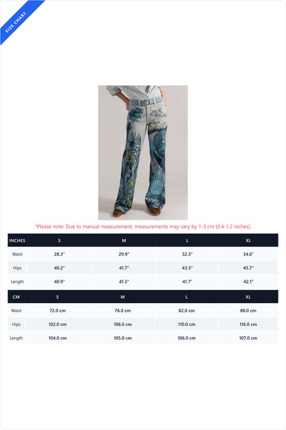 High-Waisted Statement Print Wide Leg Jeans Lavish Daily