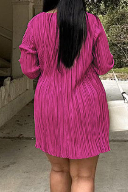Plus Size Pleated Tie-Front Mini Dress Lavish Daily