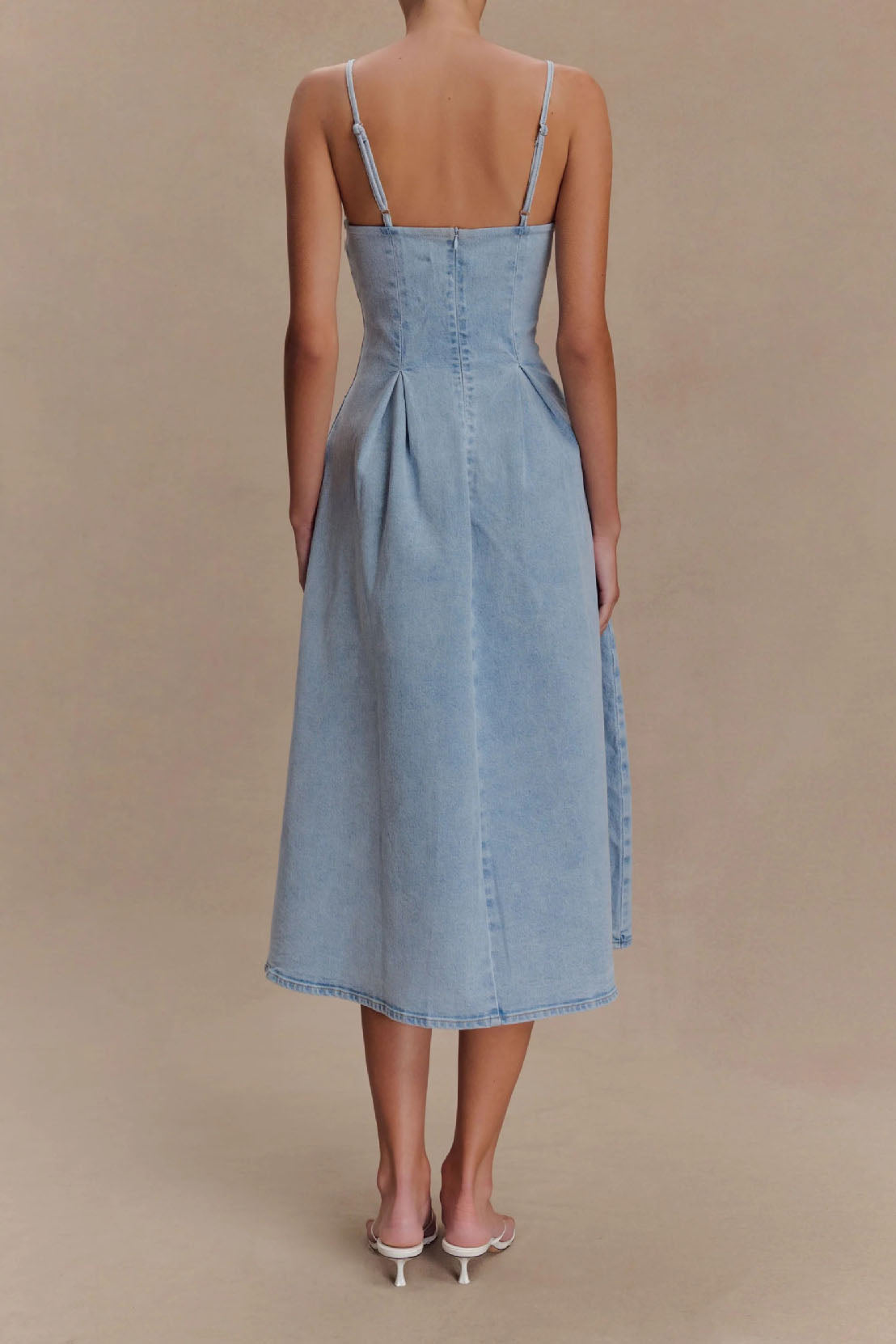 A Line Denim Midi Dress Lavish Daily