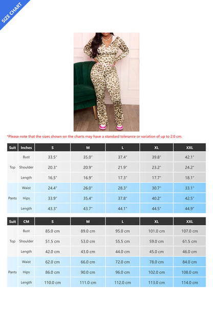 Leopard Print Zipper Jacket And Flared Pants Lavish Daily