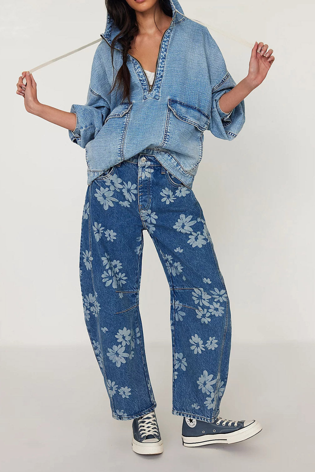 Loose Washed Denim Hoodie Jacket Lavish Daily