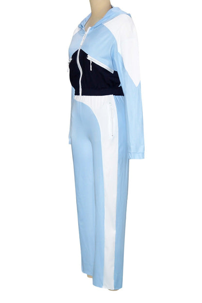 Colorblock Zip Front Hoodie and Pants Set Lavish Daily