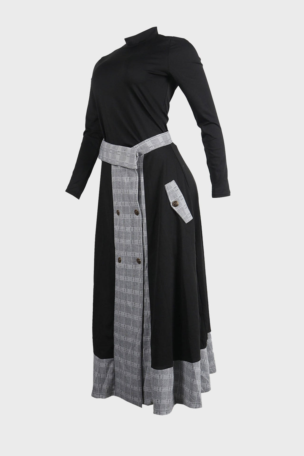 Mock-Neck Tee & Plaid Combo Skirt Set Lavish Daily