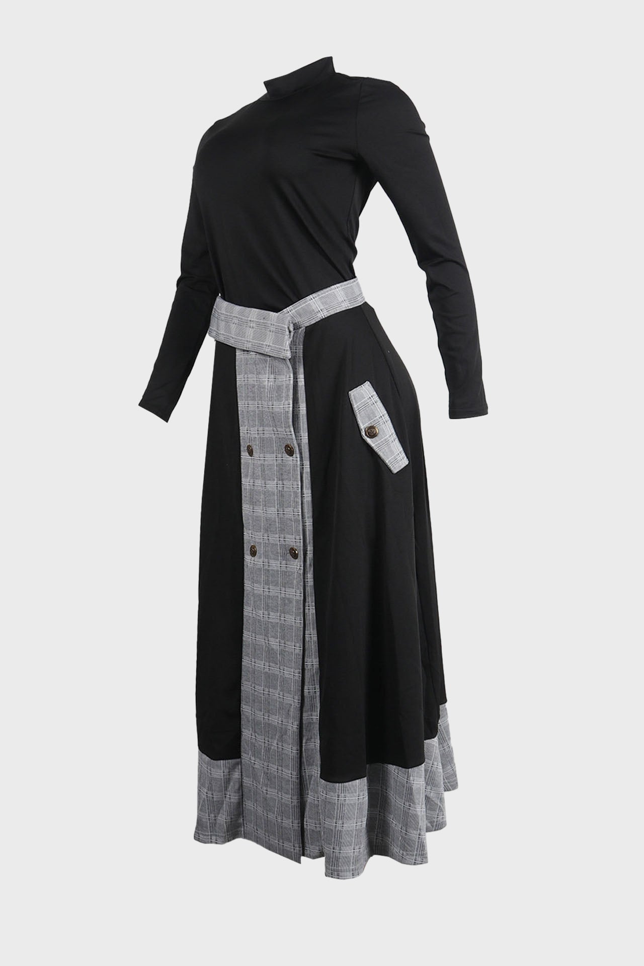 Mock-Neck Tee & Plaid Combo Skirt Set Lavish Daily