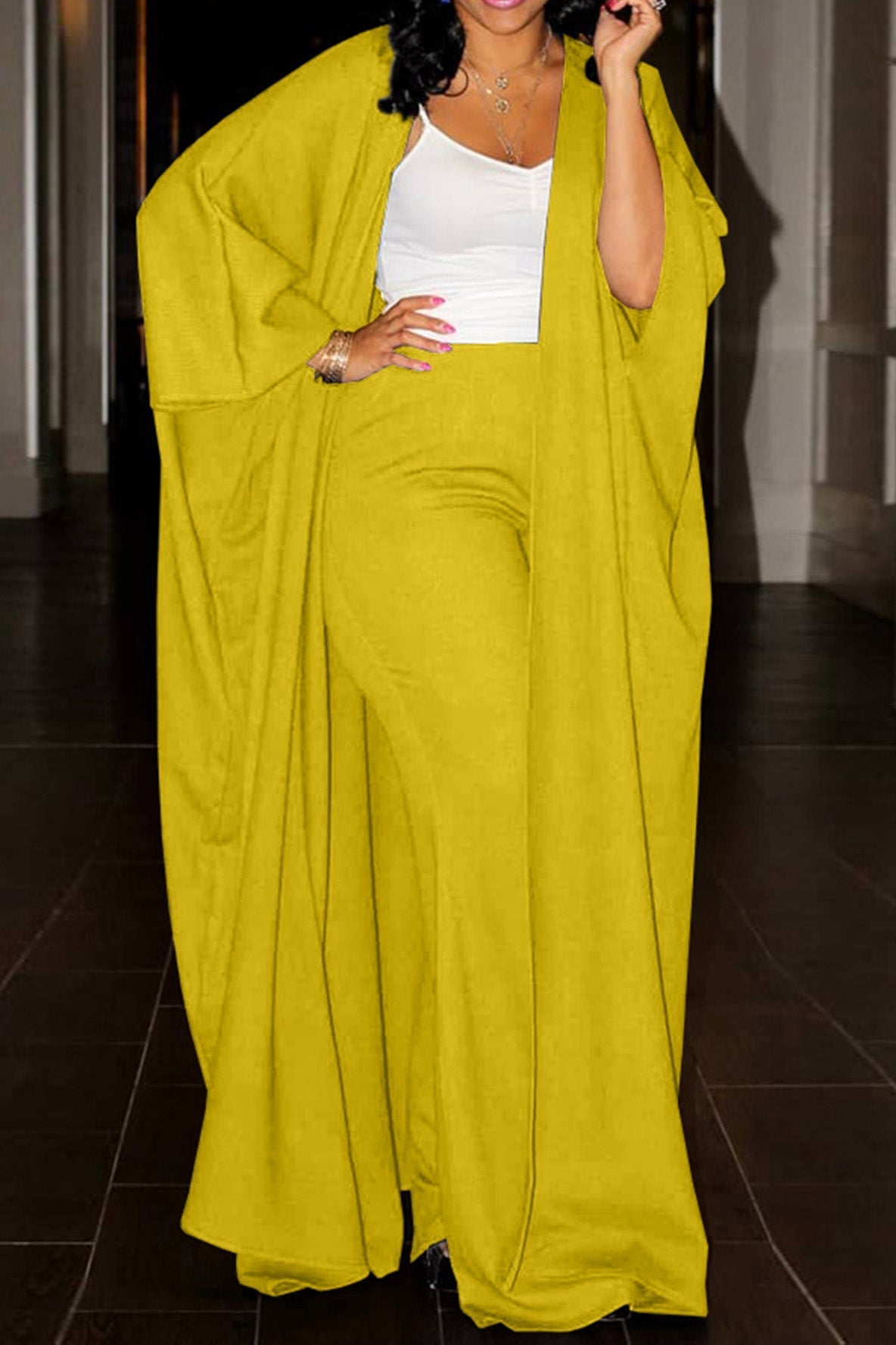 2-Piece Batwing Kimono & Wide-Leg Trouser Set Lavish Daily