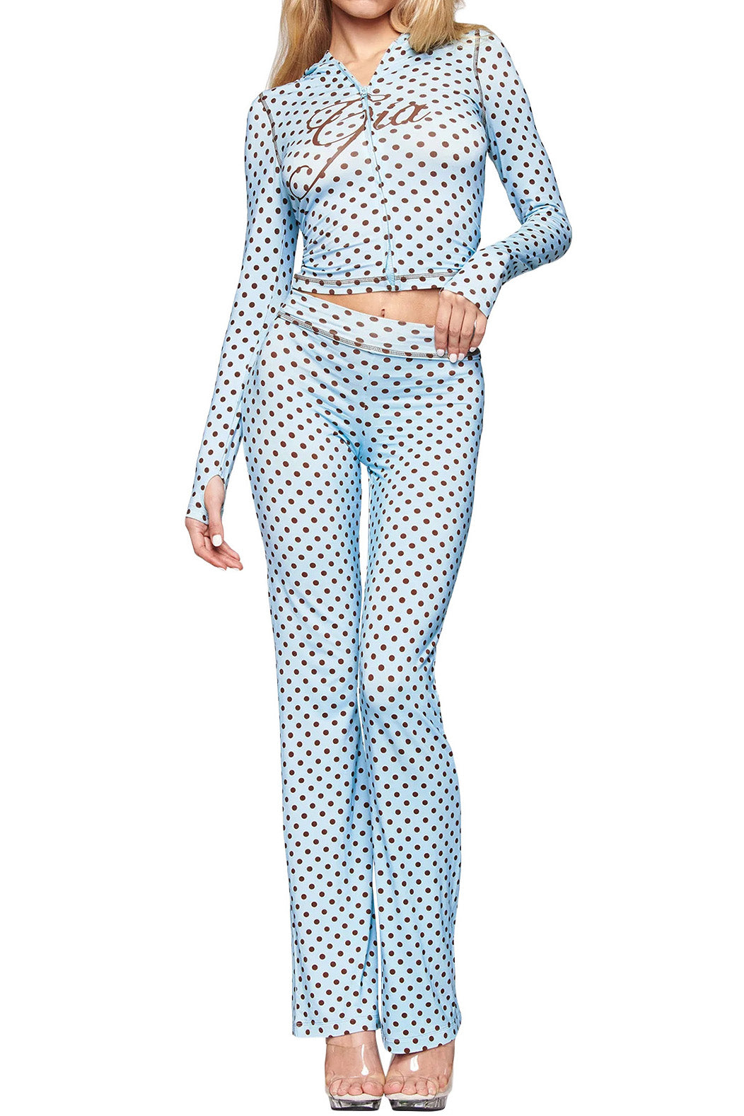 Polka Dot Zip Crop & Flare Set Lavish Daily
