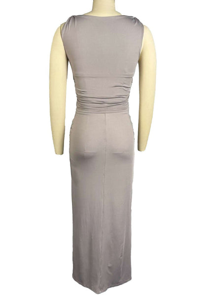Draped Knot-Front Ruched Maxi Dress Lavish Daily